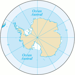 Carte de l'océan Antarctique.